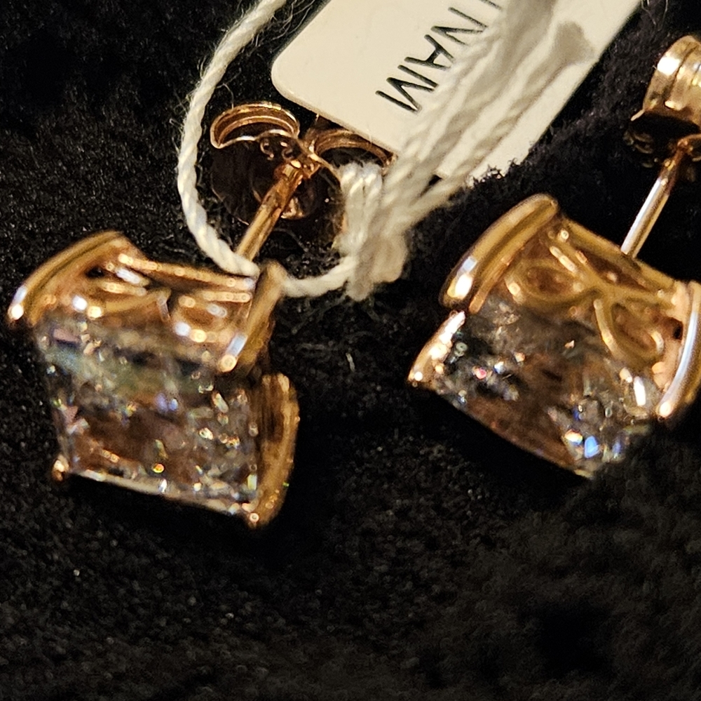 Rose Gold Sterling Silver Stud Earrings with Swarovski Crystals